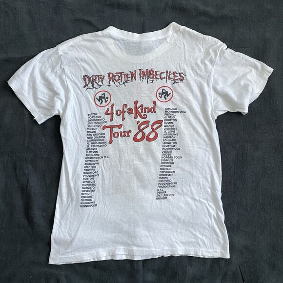 Vintage 80s D.R.I. Slumlord Doesn’t Care T Shirt L White Hardcore Punk Thrash - Picture 5 of 5